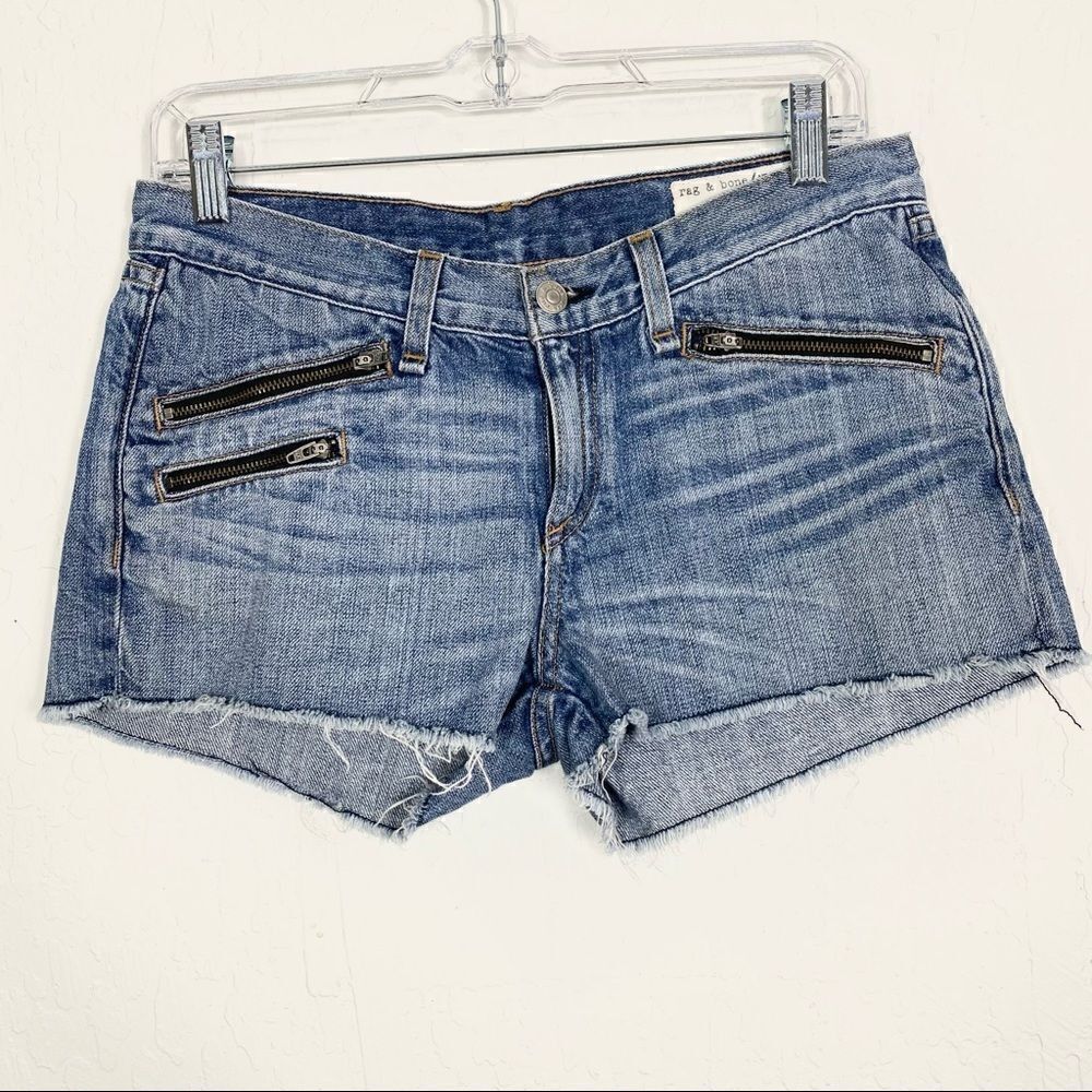 Rag & Bone Light Wash Low Rise Zipper Denim Short